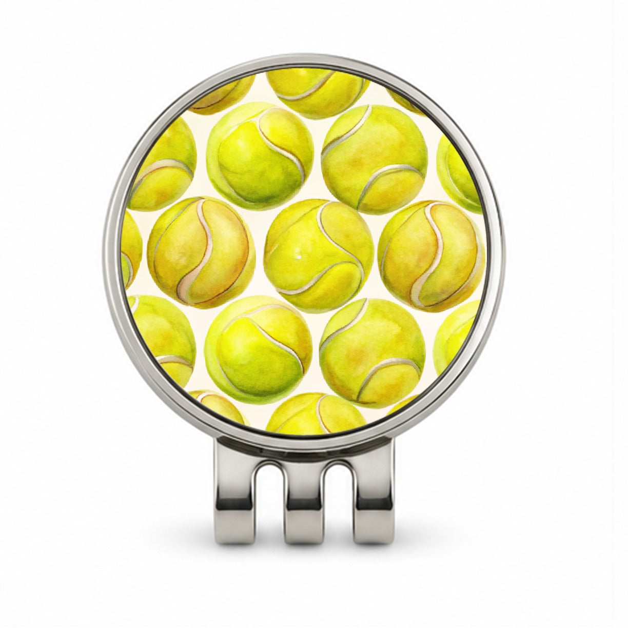 Yellow Tennis Balls Watercolor Golf Hat Clip with Ball Marker