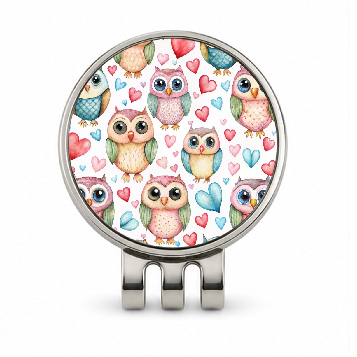 Adorable Owls And Hearts Golf Hat Clip with Ball Marker