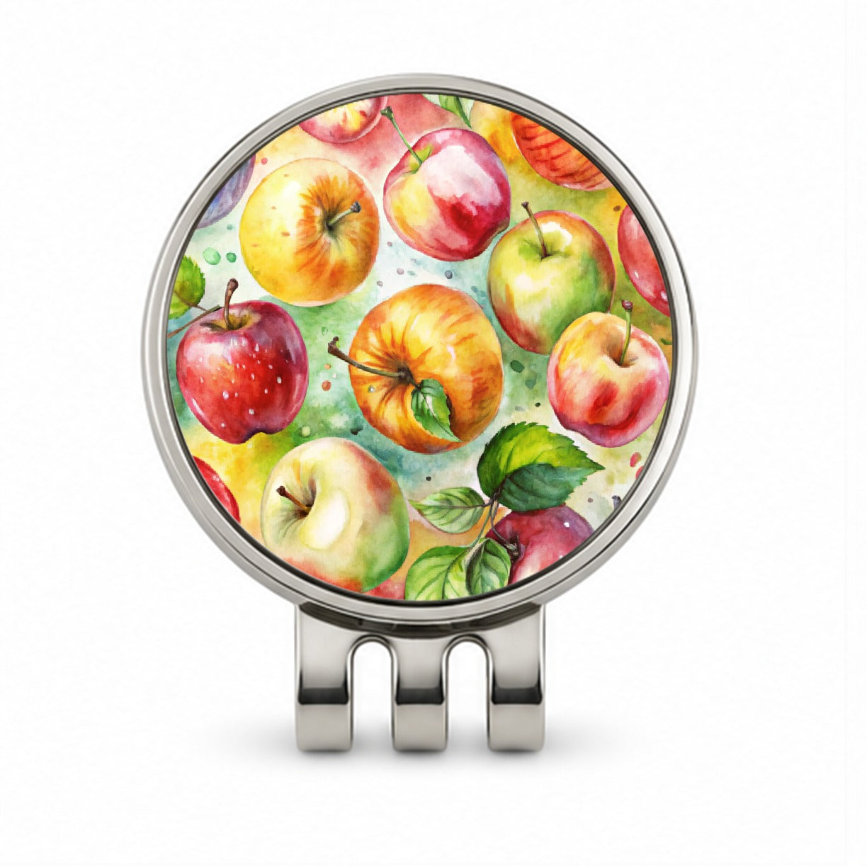 Apples Fruit Watercolor Golf Hat Clip with Ball Marker