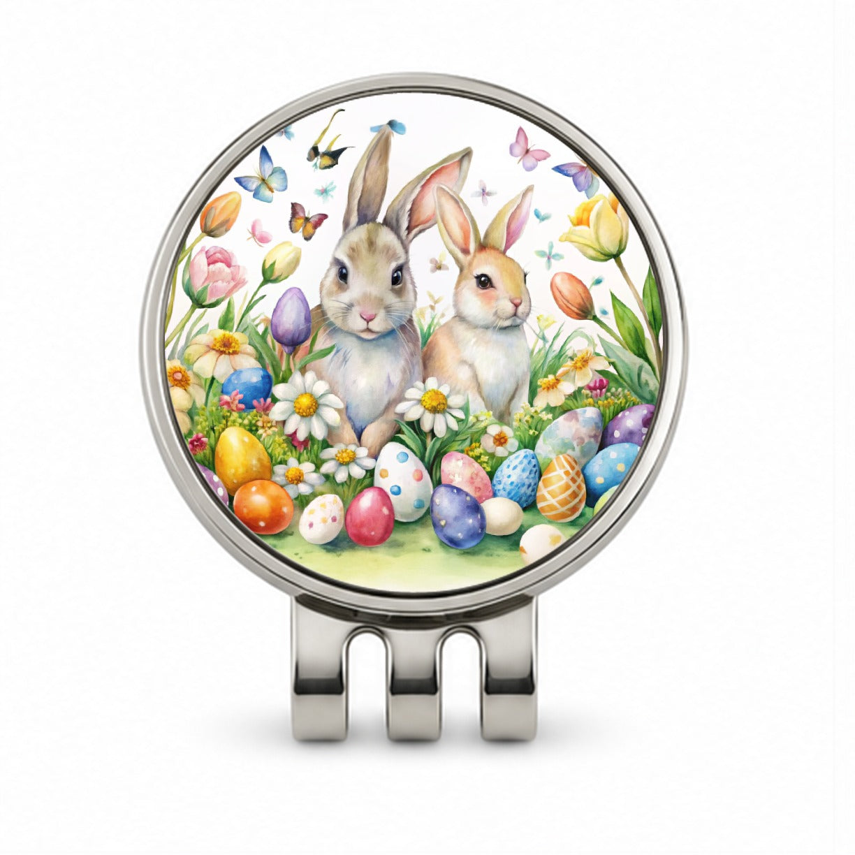 Beautiful Easter Bunnies Rabbits Eggs Flowers Golf Hat Clip with Ball Marker