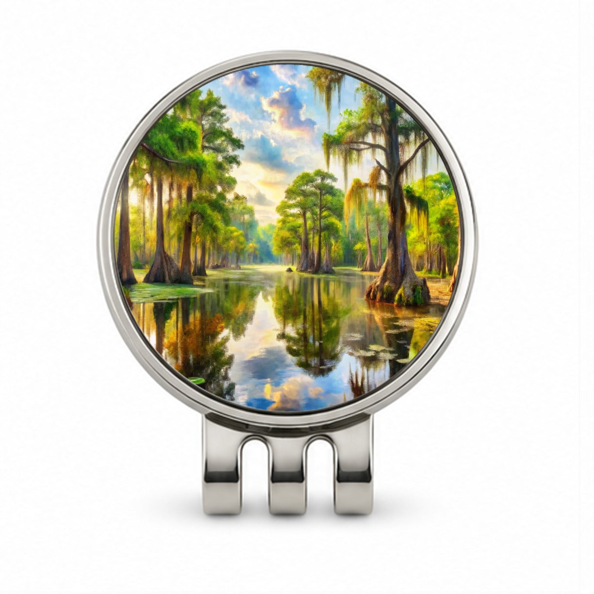 Beautiful Swamp Everglades Watercolor Golf Hat Clip with Ball Marker