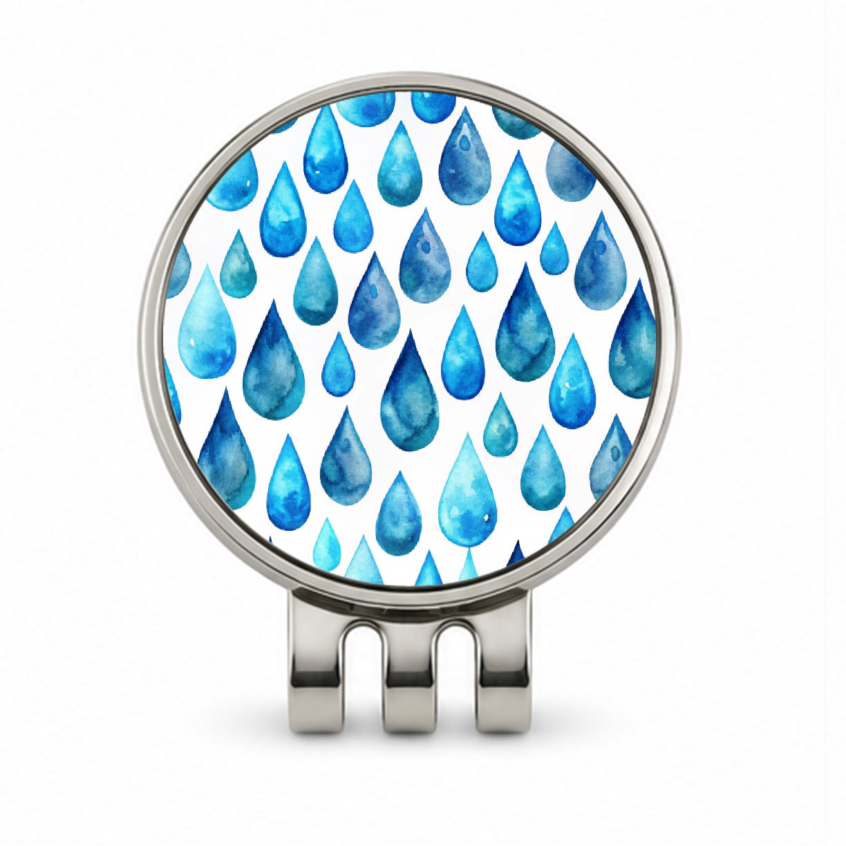 Blue Water Droplets Repeating Golf Hat Clip with Ball Marker