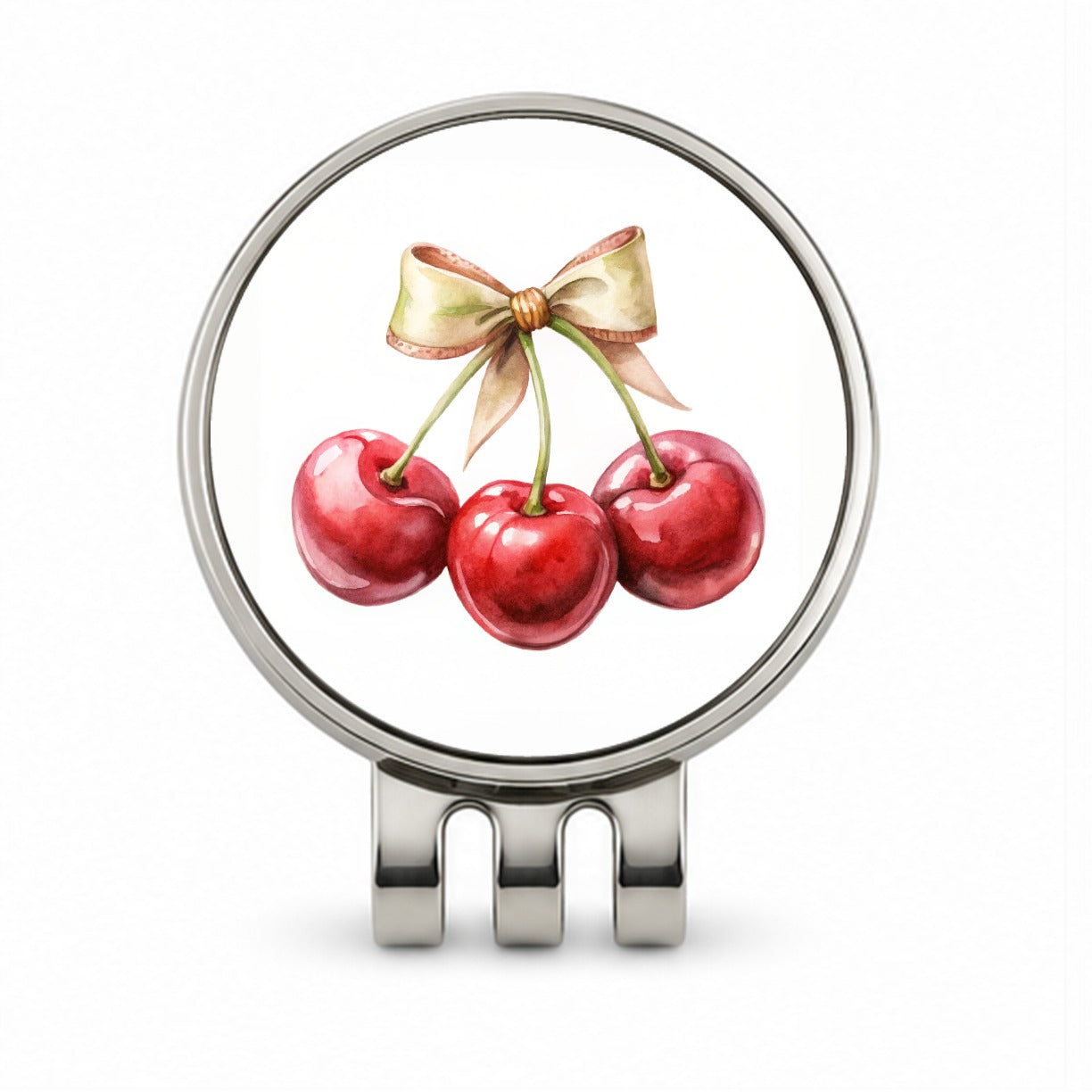Bow Tied Around Cherries Coquette Golf Hat Clip with Ball Marker