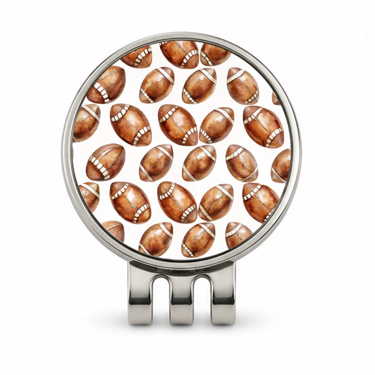 Bunch Of Brown Footballs Golf Hat Clip with Ball Marker