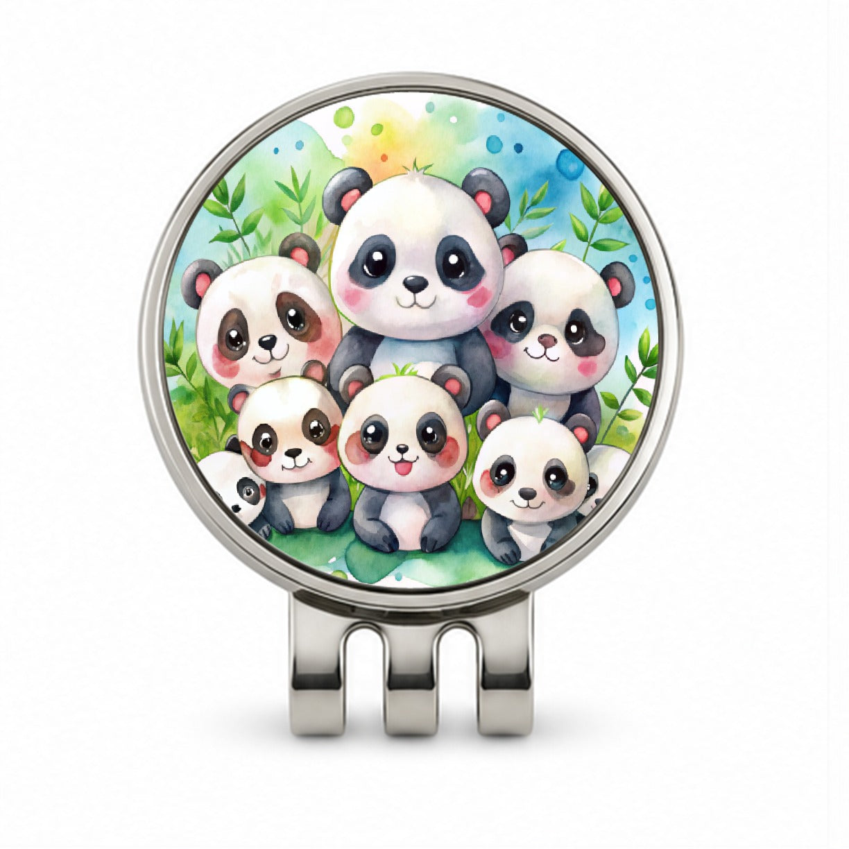 Bunch Of Cute Pandas Watercolor Golf Hat Clip with Ball Marker