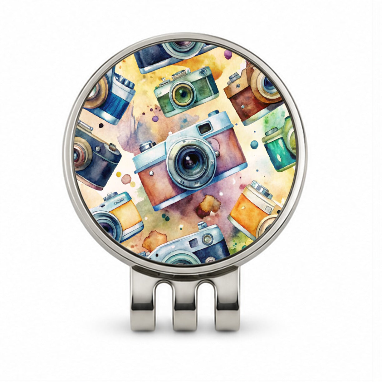 Cameras Retro 35mm Scattered Photographer Photography Watercolor Golf Hat Clip with Ball Marker