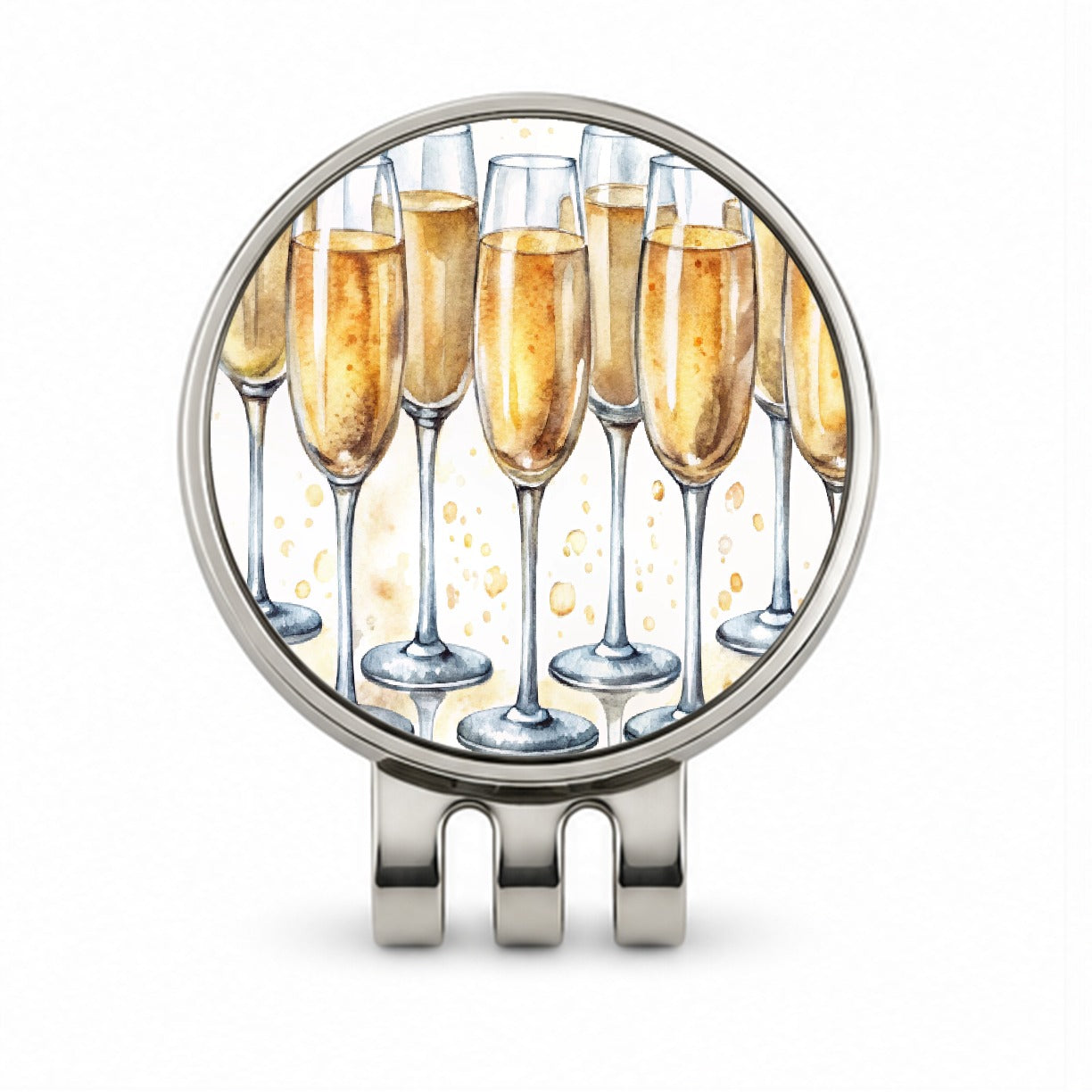 Champagne Glasses Golf Hat Clip with Ball Marker