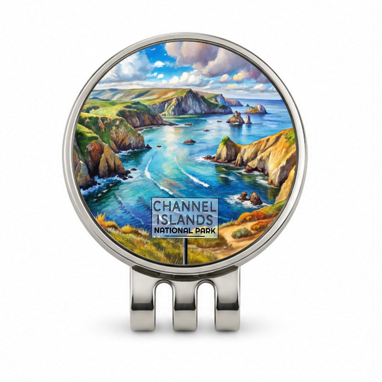 Channel Islands National Park California Watercolor Golf Hat Clip with Ball Marker