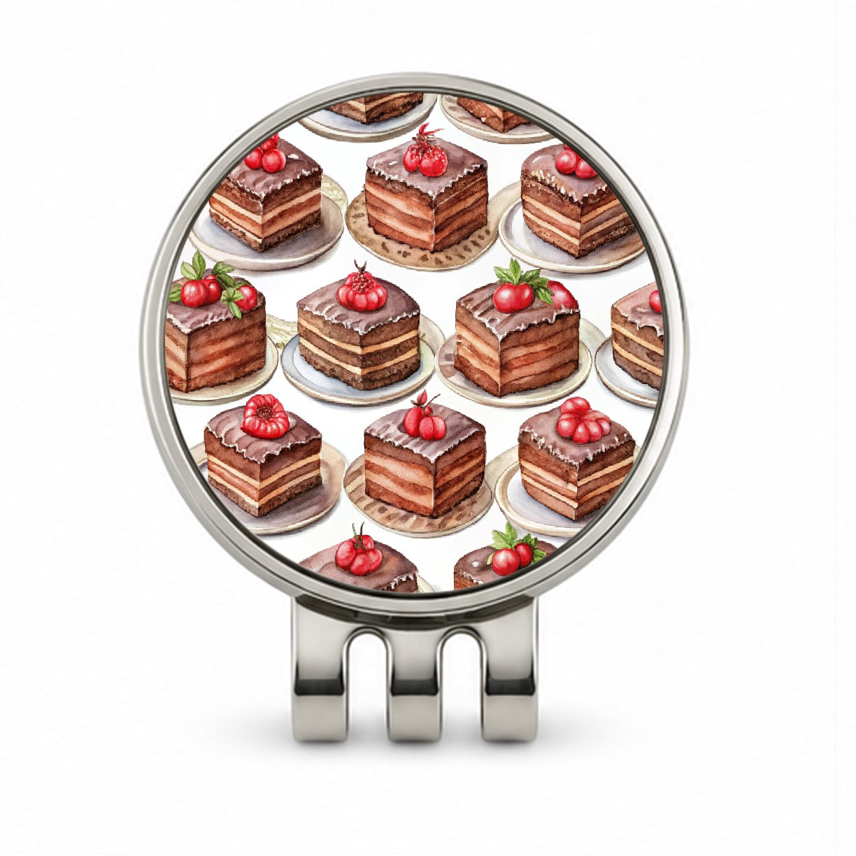 Chocolate Cake On Plates Golf Hat Clip with Ball Marker