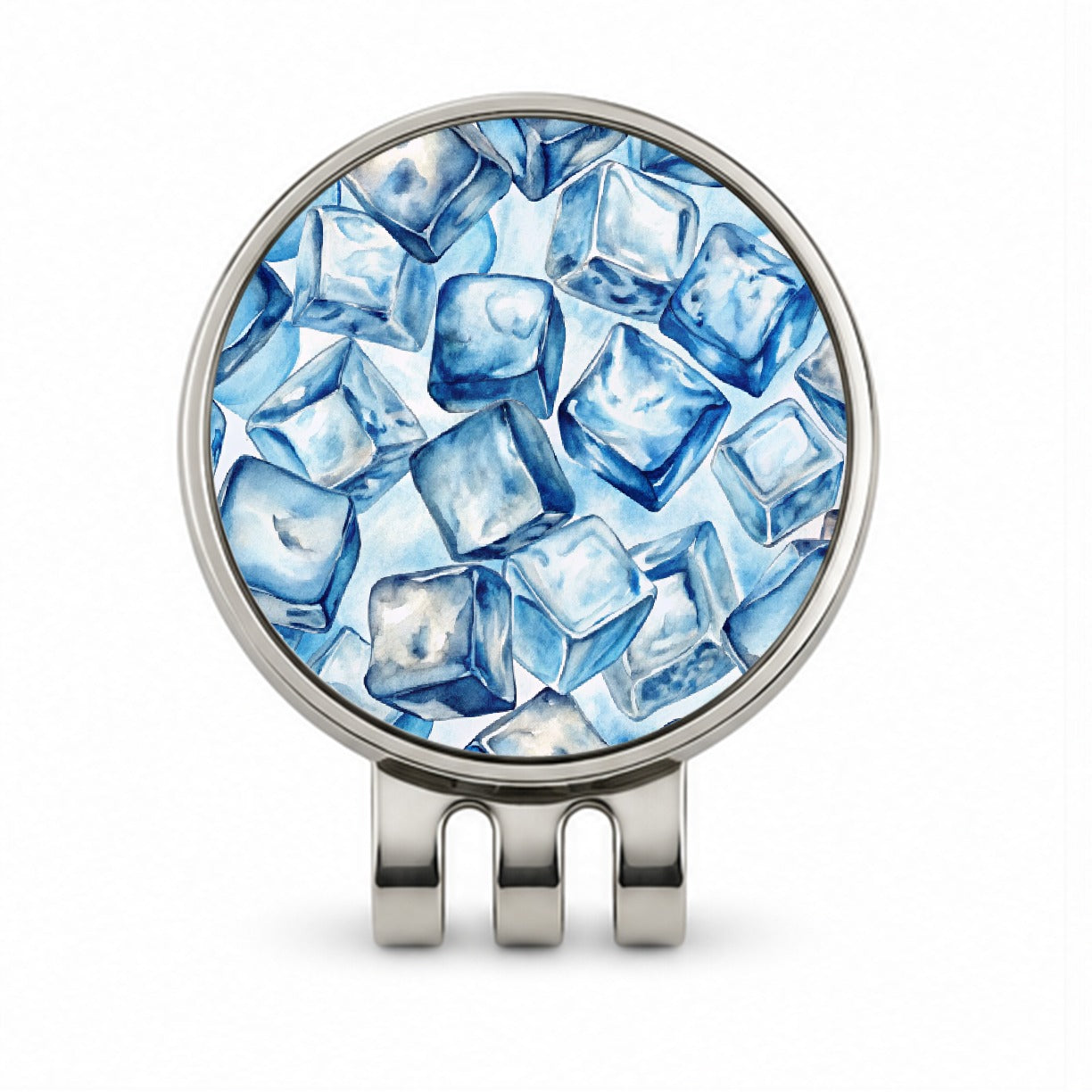 Crushed Ice Cubes Watercolor Golf Hat Clip with Ball Marker