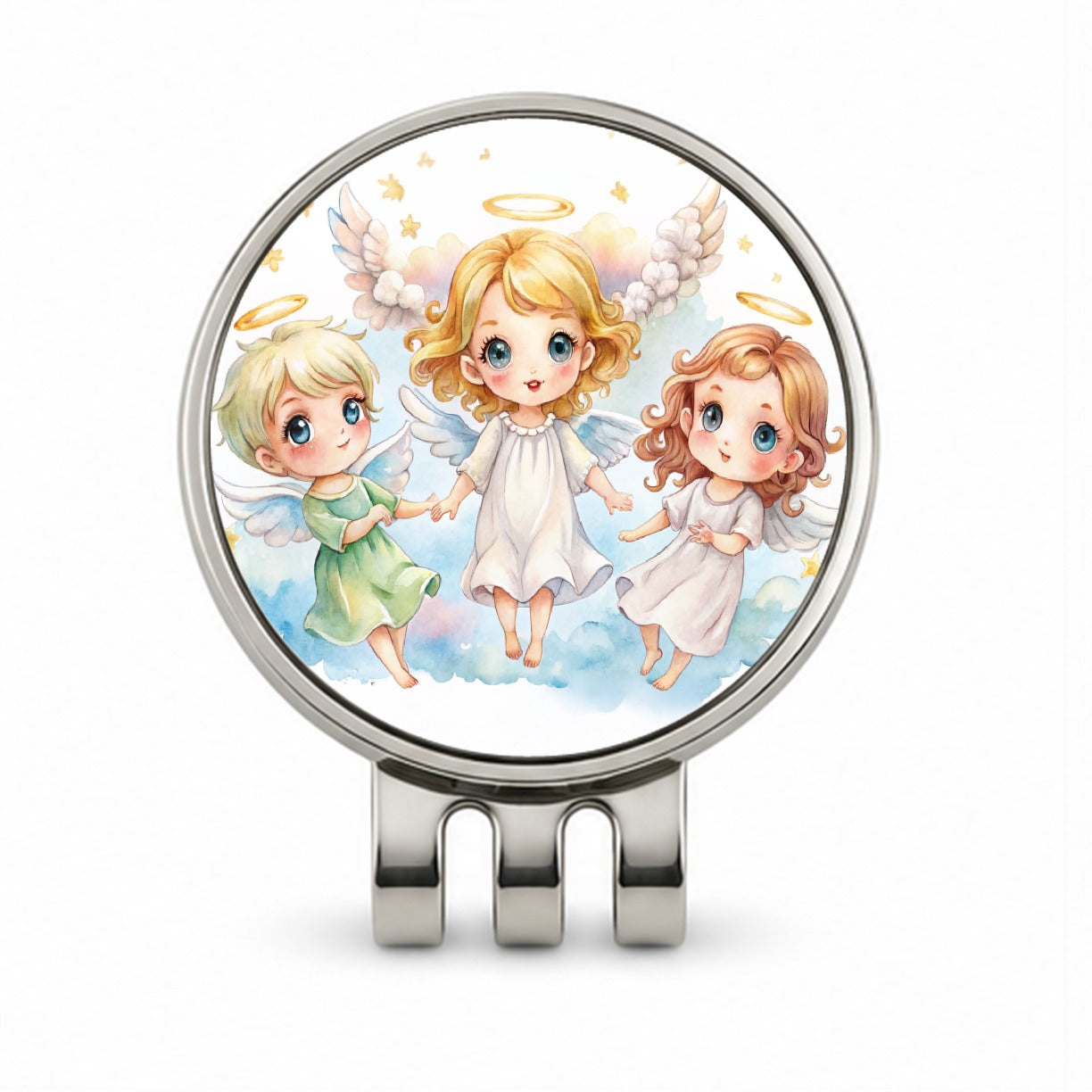 Cute Angels Watercolor Golf Hat Clip with Ball Marker