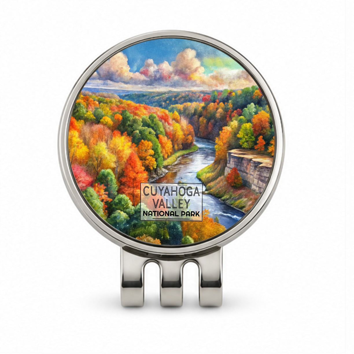 Cuyahoga Valley National Park Ohio Watercolor Golf Hat Clip with Ball Marker