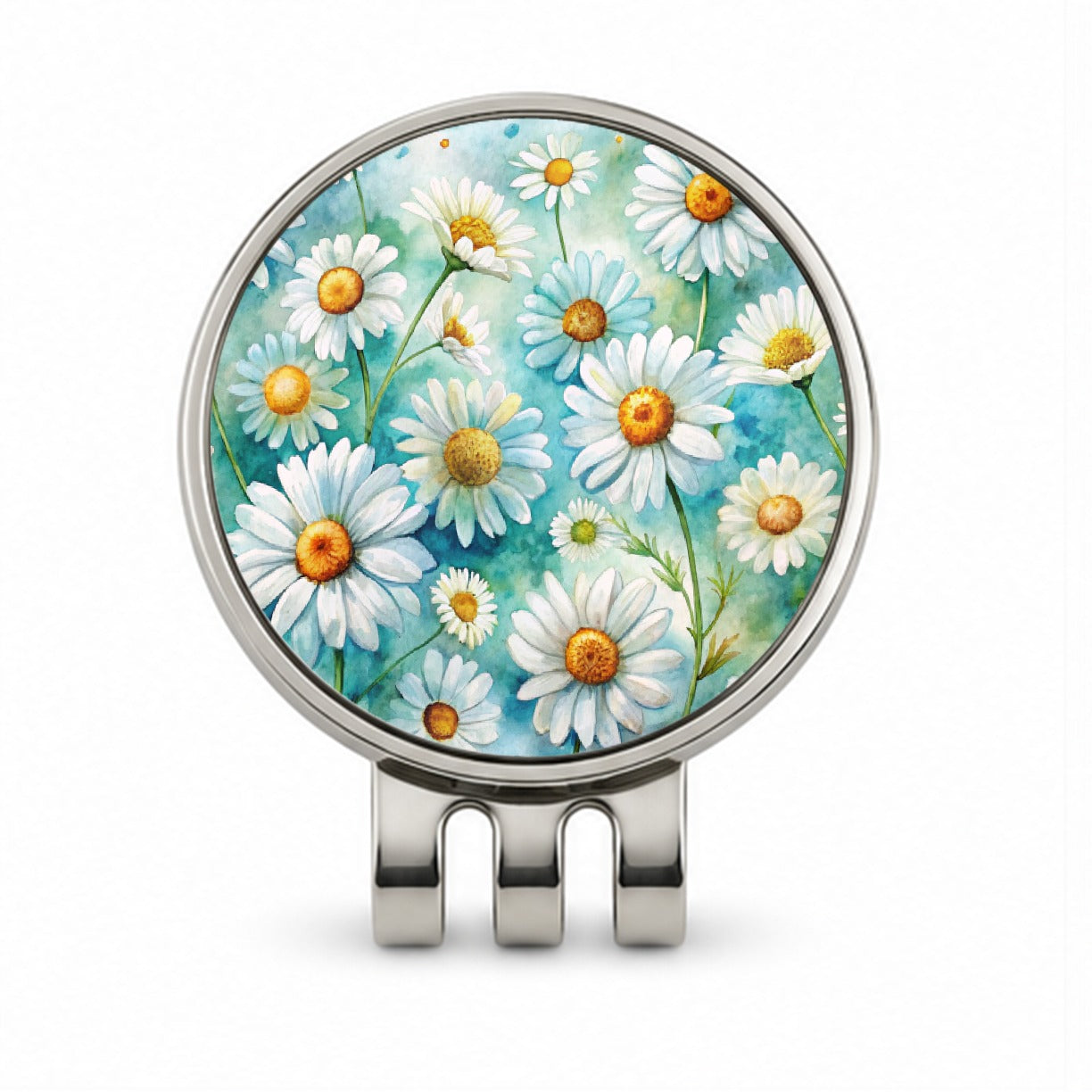 Daisies Daisy Flowers Watercolor Golf Hat Clip with Ball Marker