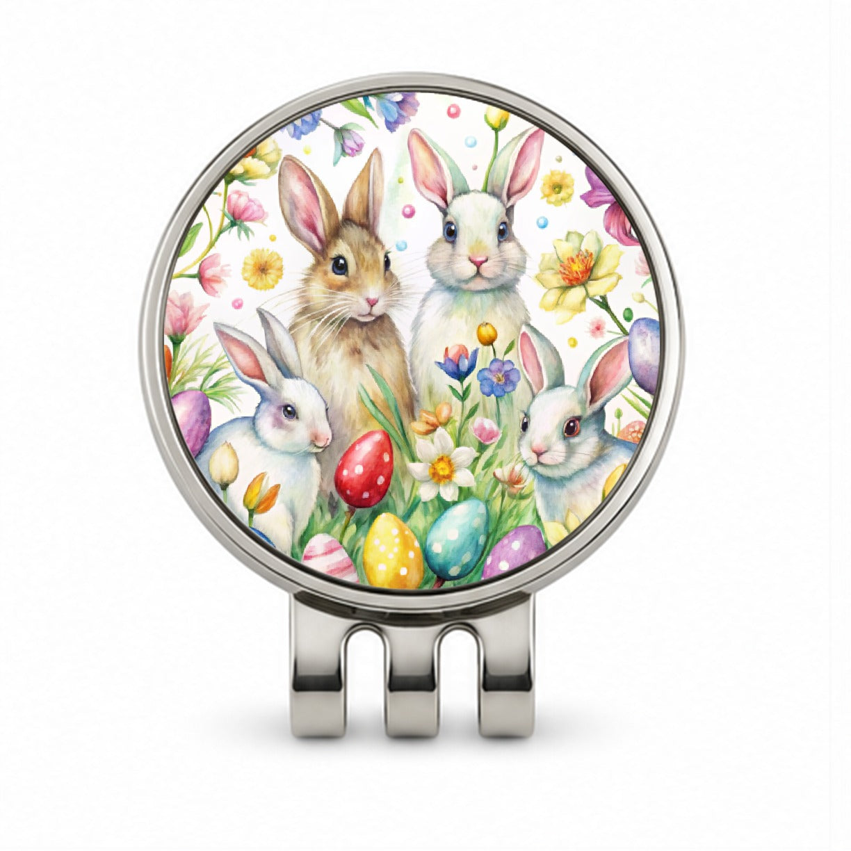 Easter Bunny Rabbit Eggs Flowers Golf Hat Clip with Ball Marker