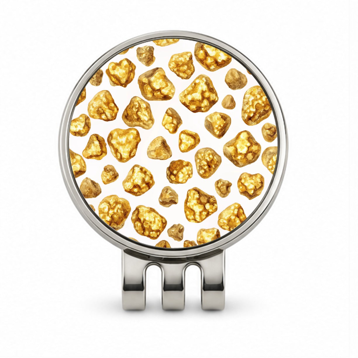 Gold Nuggets Pattern Watercolor Golf Hat Clip with Ball Marker