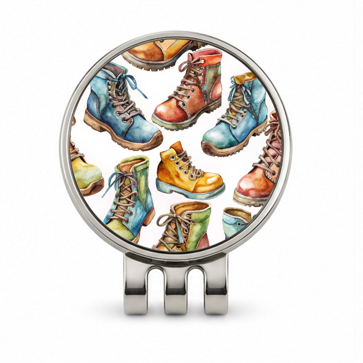 Hiking Boots Hikers Watercolor Golf Hat Clip with Ball Marker