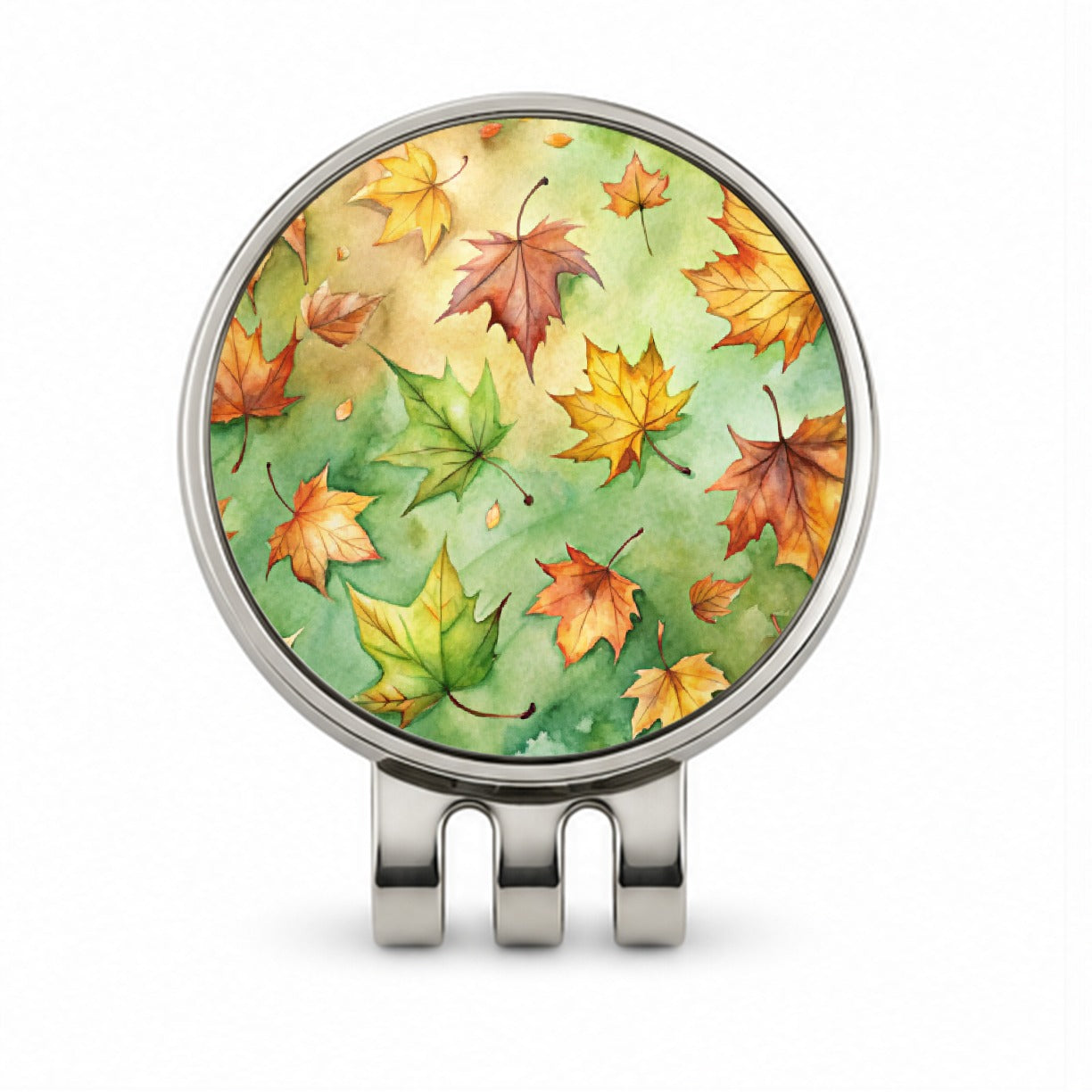 Leaves Green Background Watercolor Golf Hat Clip with Ball Marker