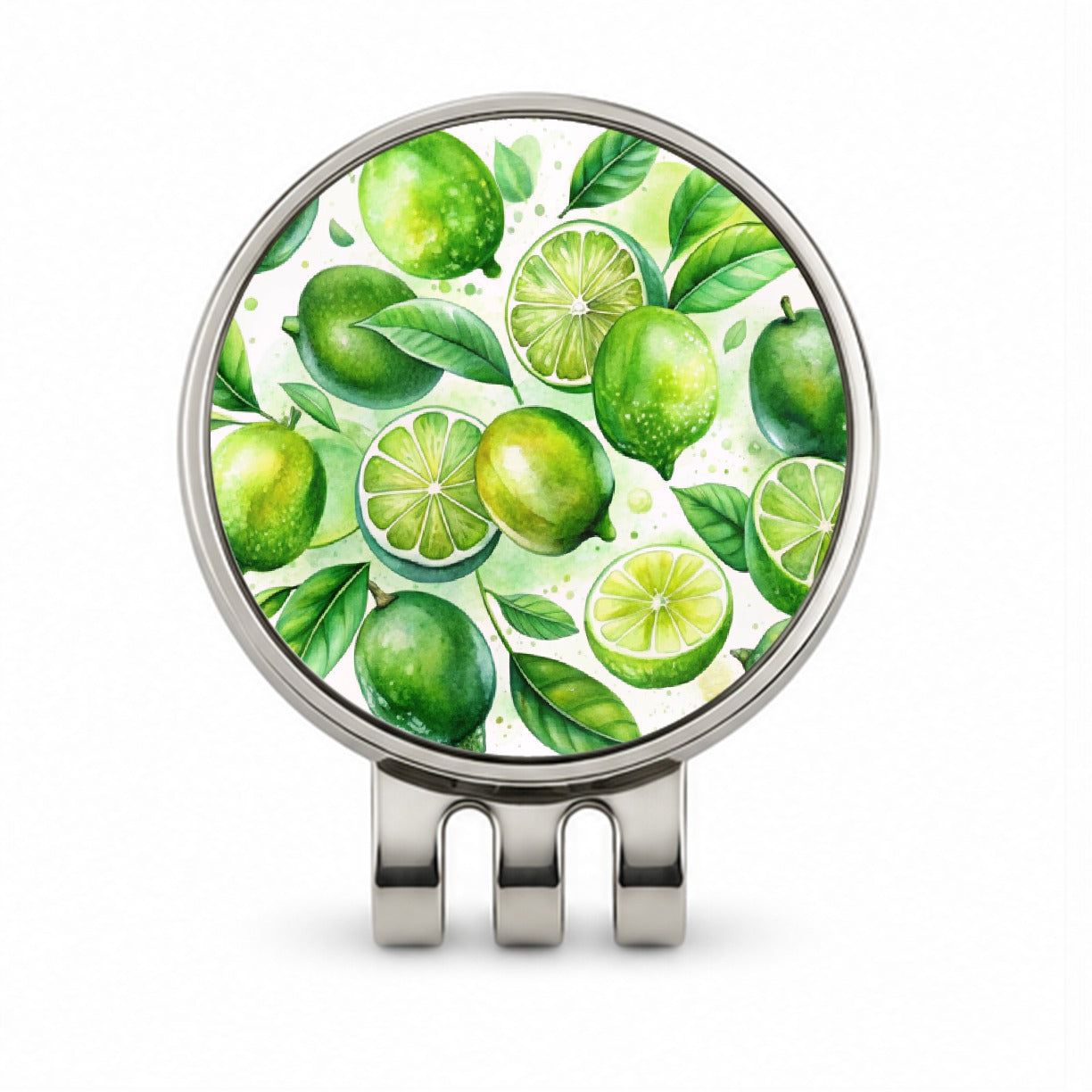 Limes Fruit Watercolor Golf Hat Clip with Ball Marker