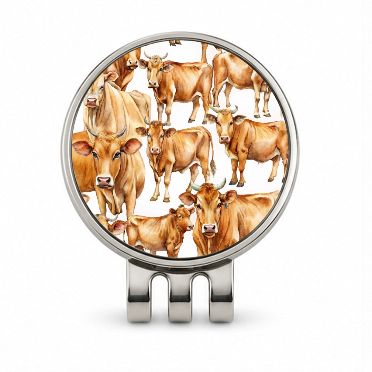 Lots Of Brown Cows Golf Hat Clip with Ball Marker