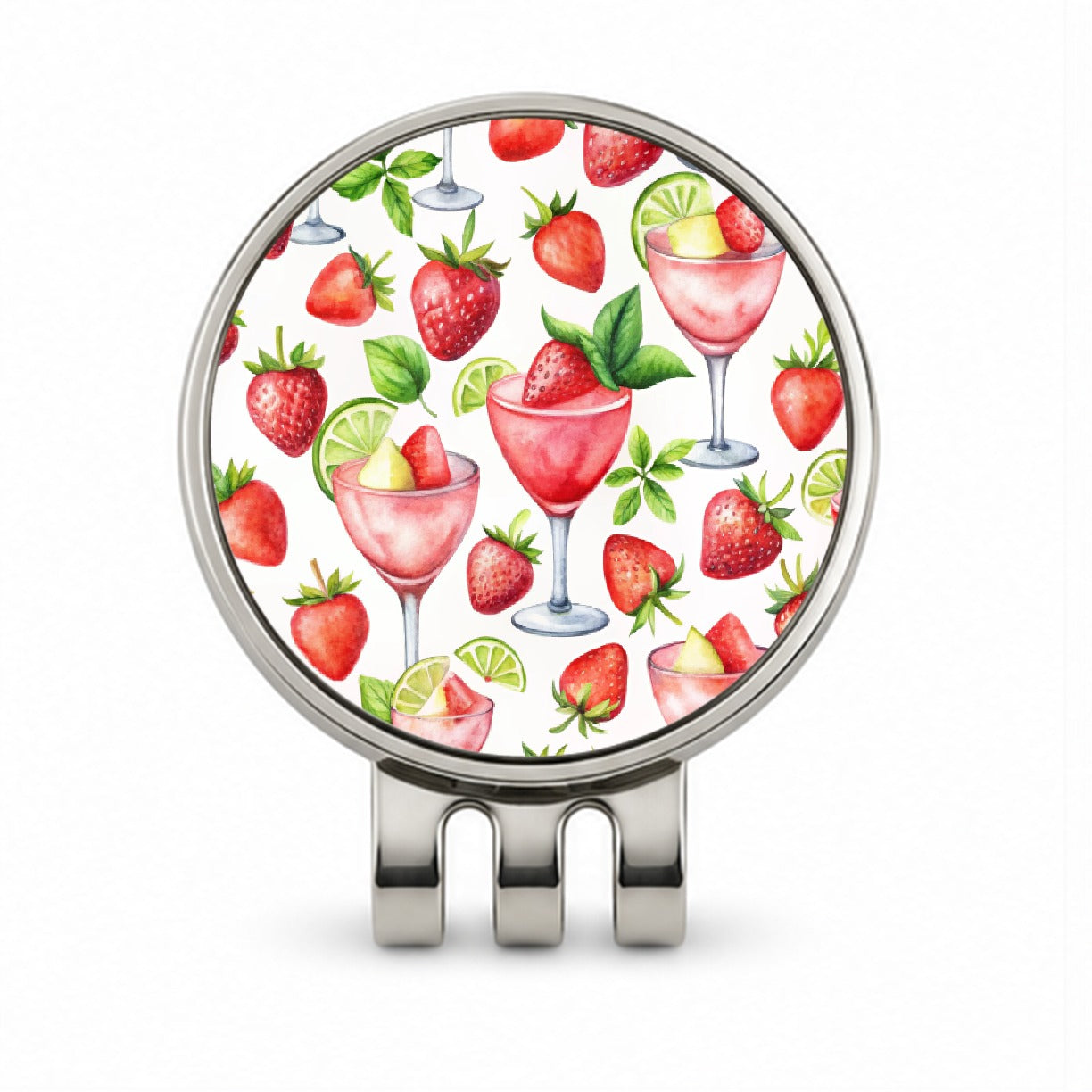Lots Of Strawberry Daquiris Alcohol Golf Hat Clip with Ball Marker