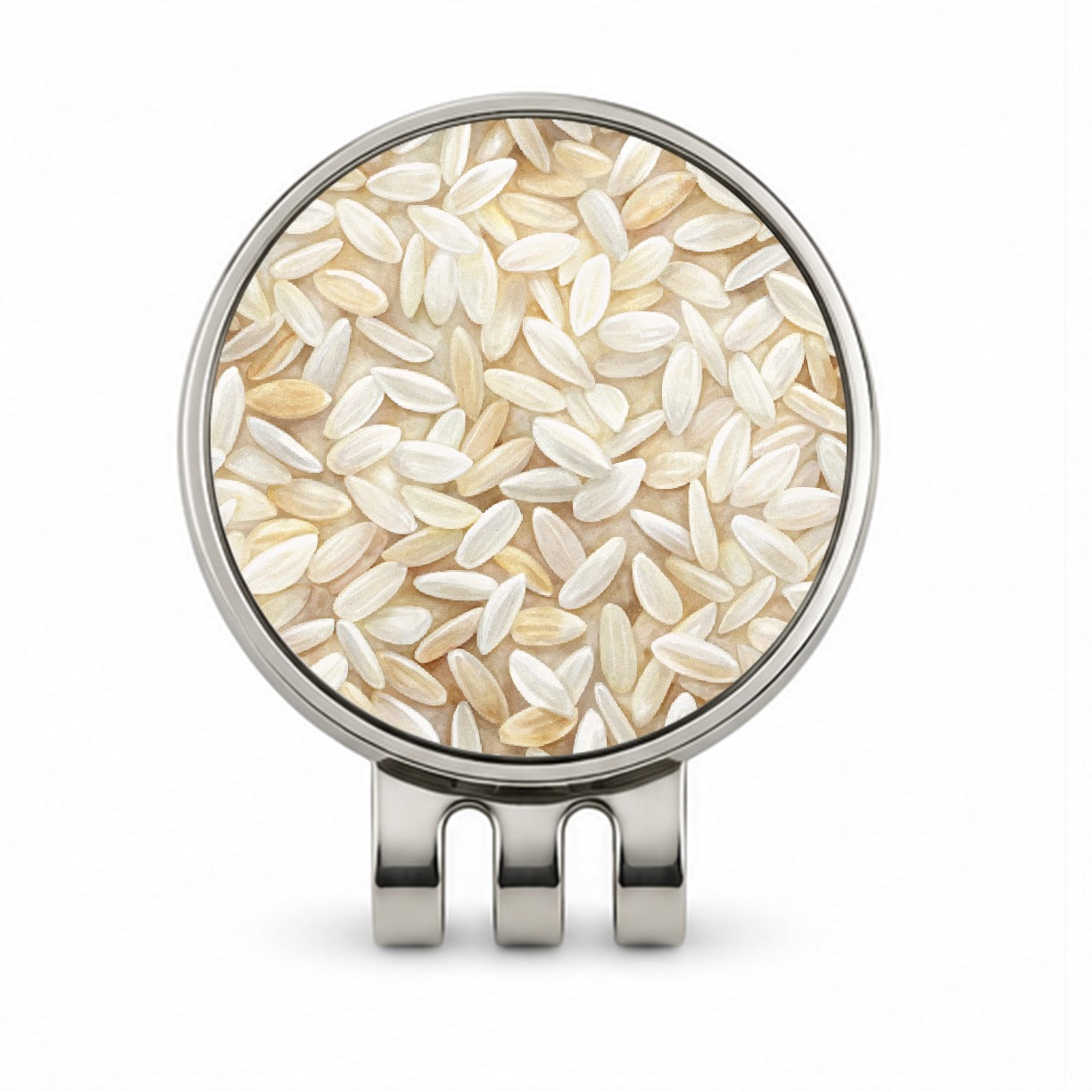 Lots Of White Rice Golf Hat Clip with Ball Marker