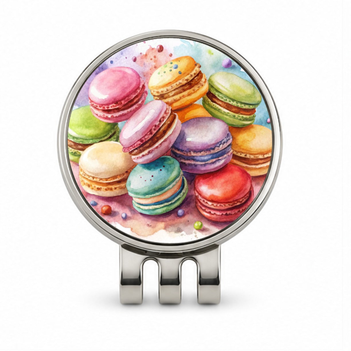 Macaron Cookies Watercolor Golf Hat Clip with Ball Marker