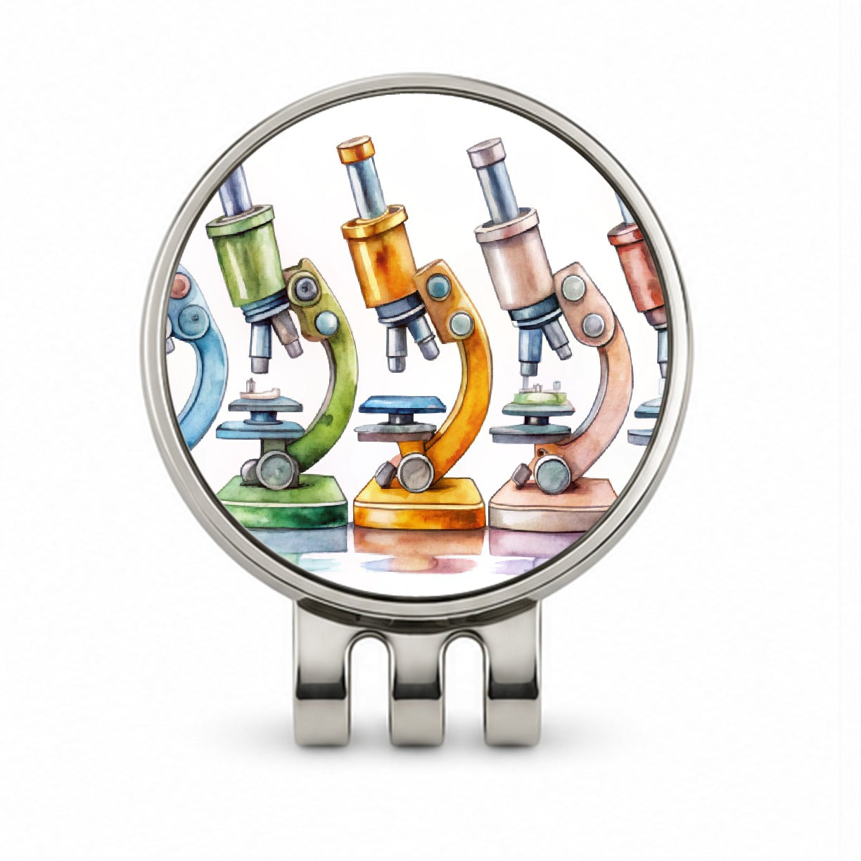 Microscopes In A Row Science Scientist Lab Anatomy Teacher Golf Hat Clip with Ball Marker