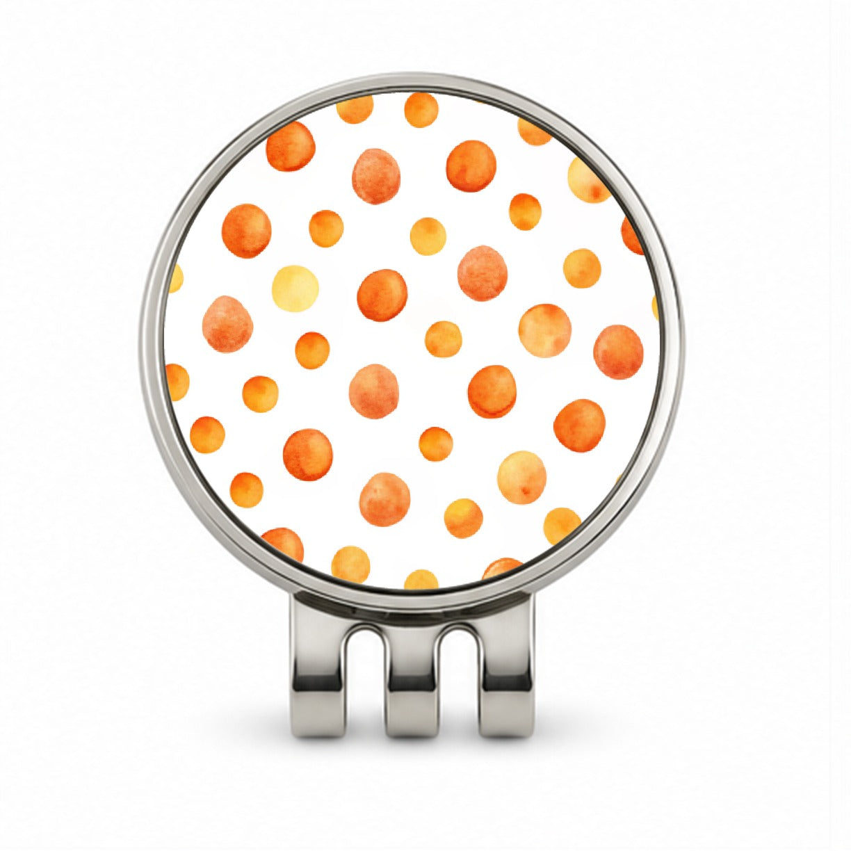 Orange Polka Dots Fun White Background Golf Hat Clip with Ball Marker