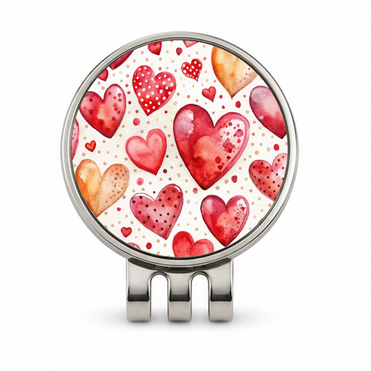 Red Hearts Polka Dots Love Valentine's Day Anniversary Golf Hat Clip with Ball Marker