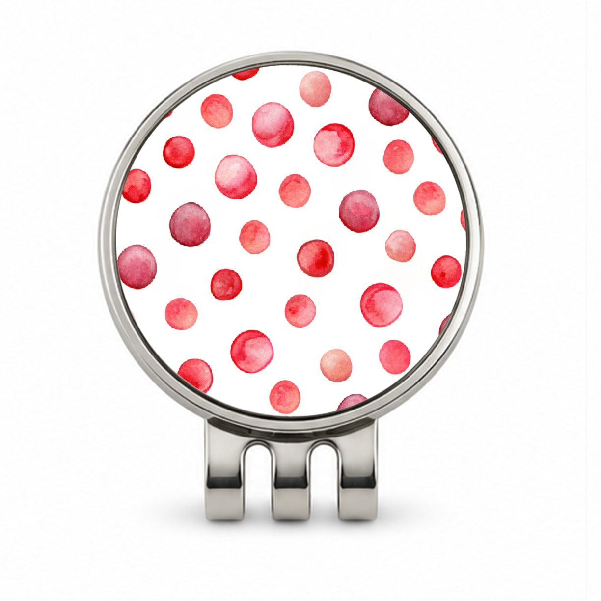 Red Polka Dots Fun White Background Golf Hat Clip with Ball Marker