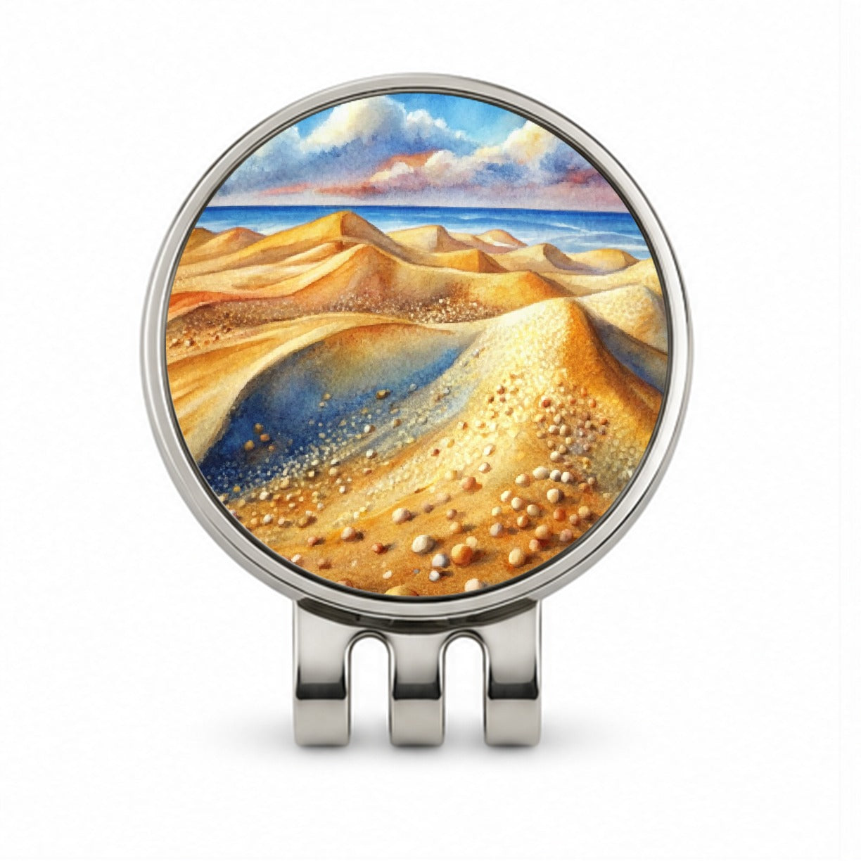 Sandy Desert Mountains Watercolor Golf Hat Clip with Ball Marker