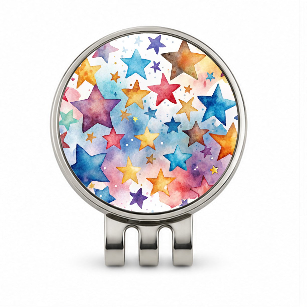 Stars Watercolor Golf Hat Clip with Ball Marker