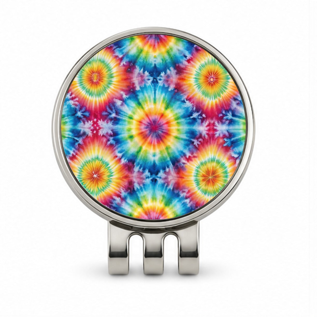 Tie Dye Pattern Fun Watercolor Golf Hat Clip with Ball Marker