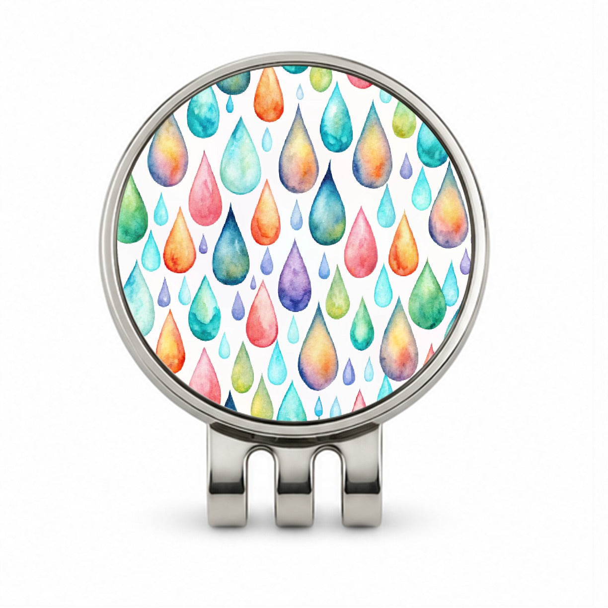 Water Droplets Colorful Watercolor Golf Hat Clip with Ball Marker