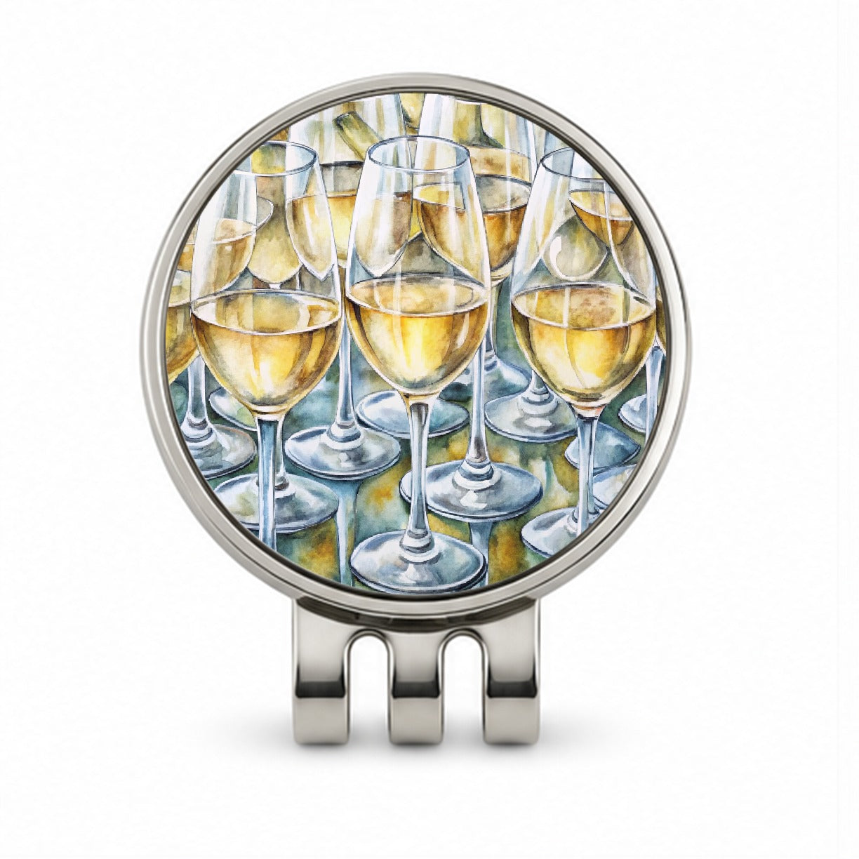White Wine Glasses Chardonnay Golf Hat Clip with Ball Marker