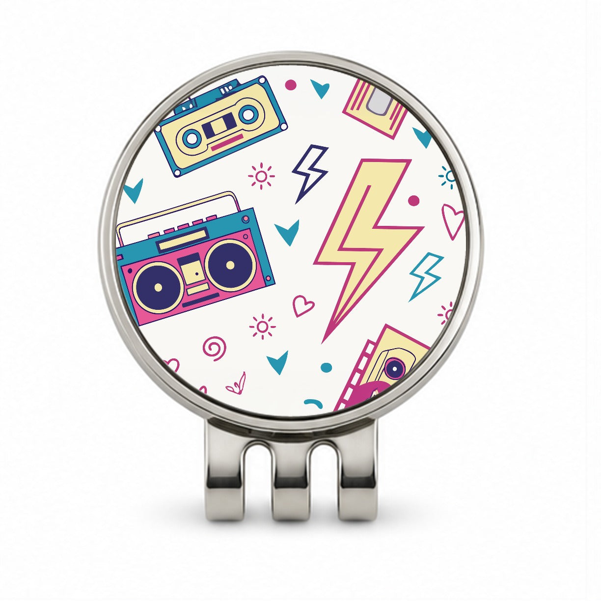 80's Eighties Theme Style Golf Hat Clip with Ball Marker
