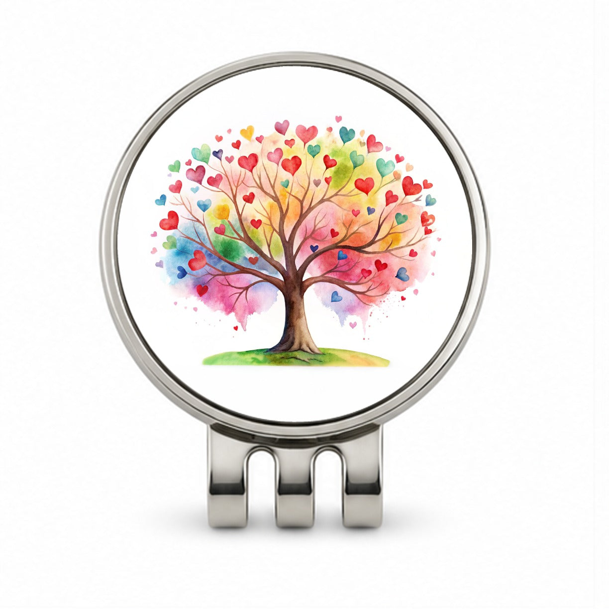 Autism Awareness Acceptance Tree With Hearts Watercolor Golf Hat Clip with Ball Marker