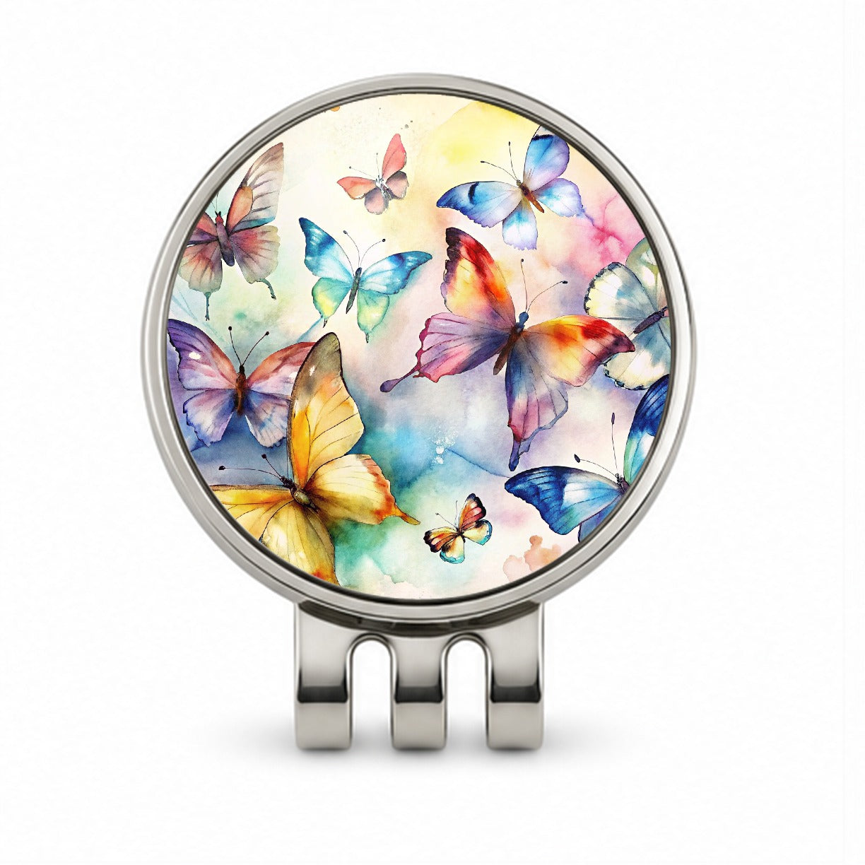 Beautiful Watercolor Colorful Butterflies Golf Hat Clip with Ball Marker