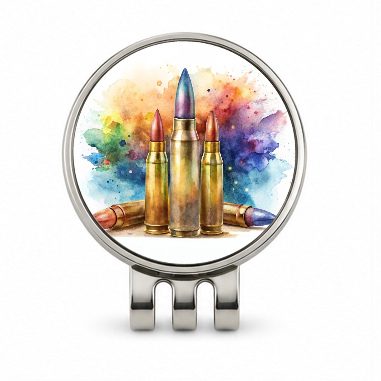 Bullets Watercolor Golf Hat Clip with Ball Marker