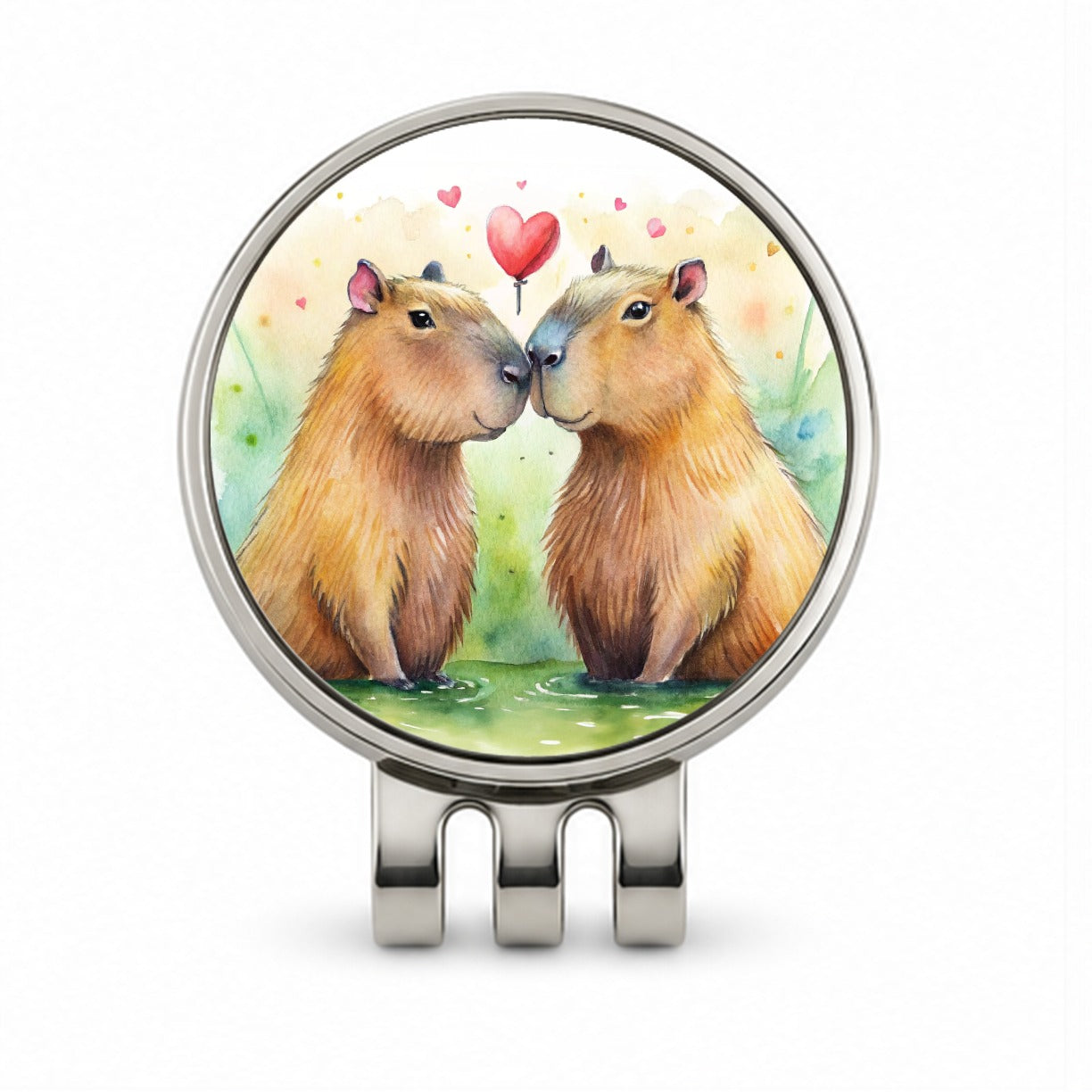 Capybaras In Love Valentine's Day Golf Hat Clip with Ball Marker