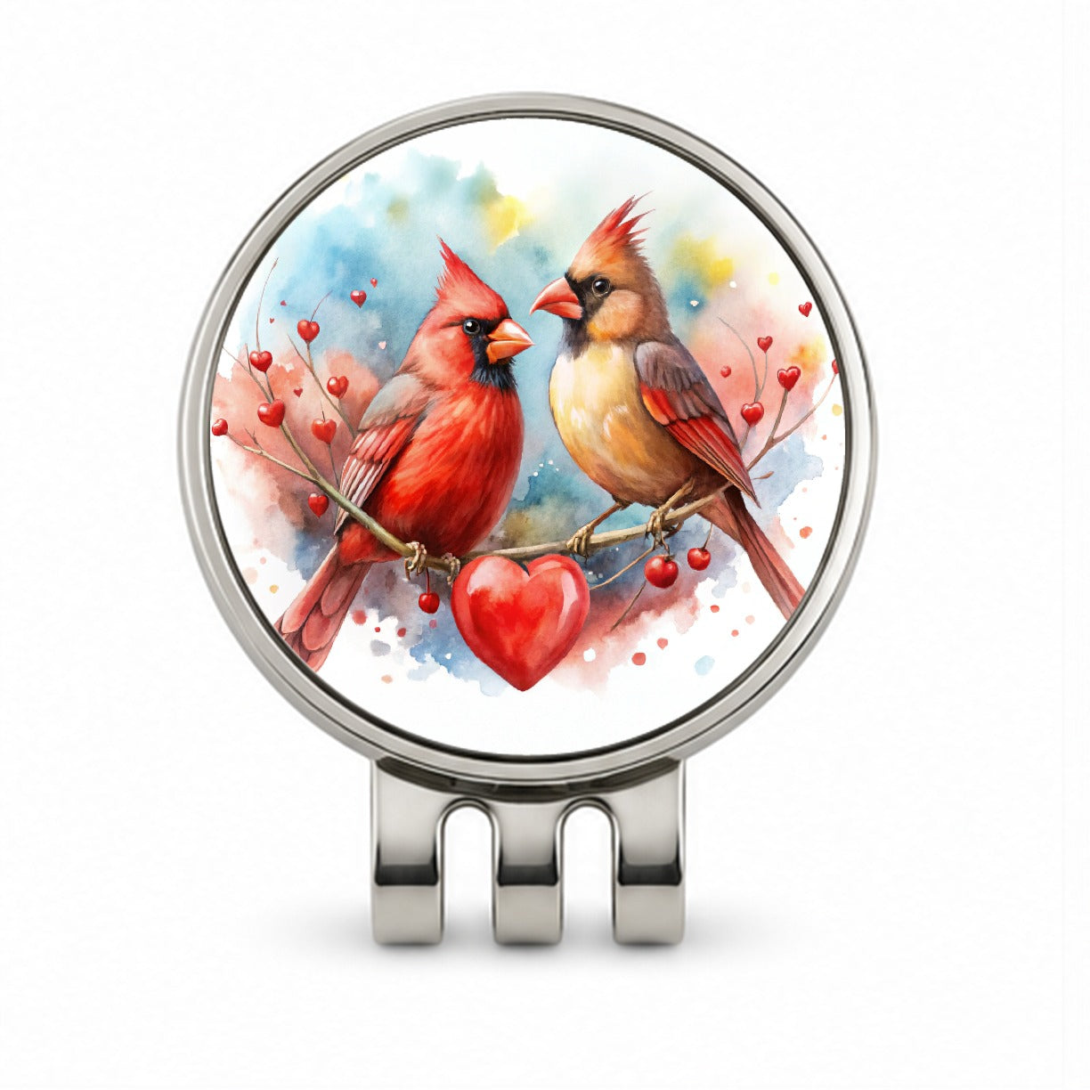 Cardinals In Love With Hearts Valentine's Day Golf Hat Clip with Ball Marker