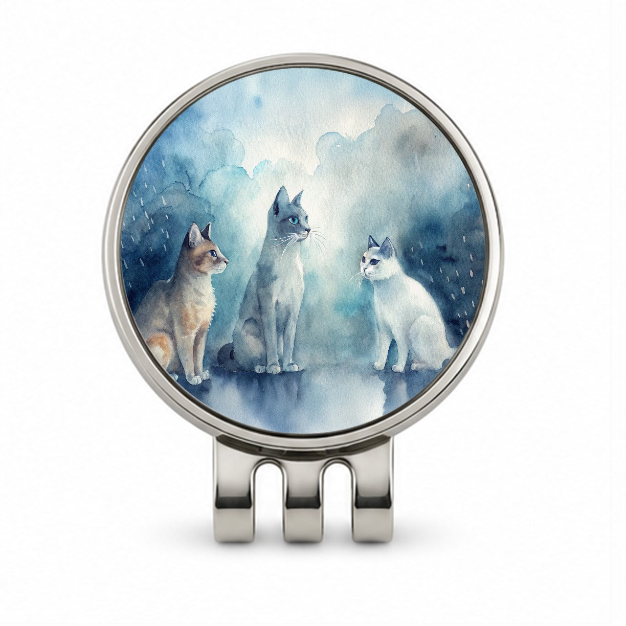 Cats In The Rain Golf Hat Clip with Ball Marker