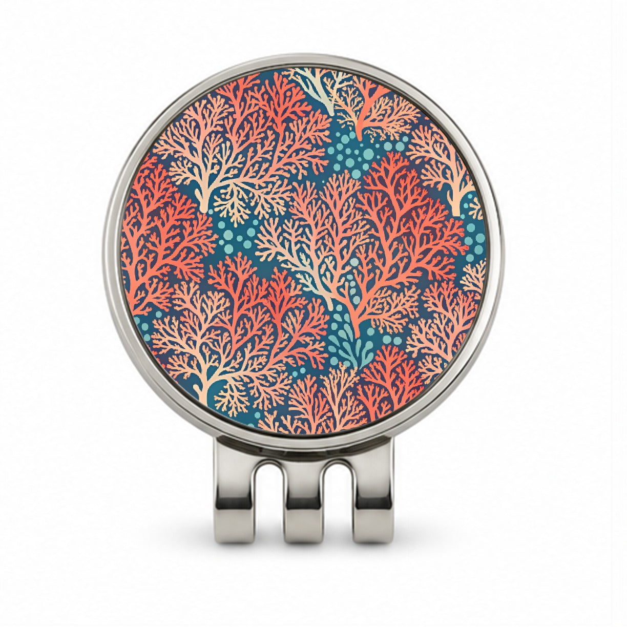 Coral Pattern Reef Ocean Golf Hat Clip with Ball Marker
