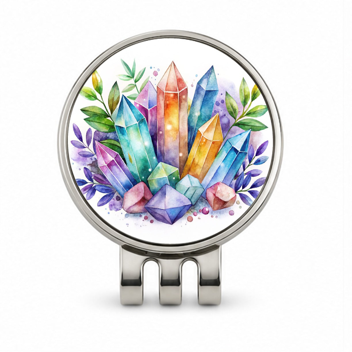 Crystal Geodes Mystical Healing Protection Watercolor Golf Hat Clip with Ball Marker
