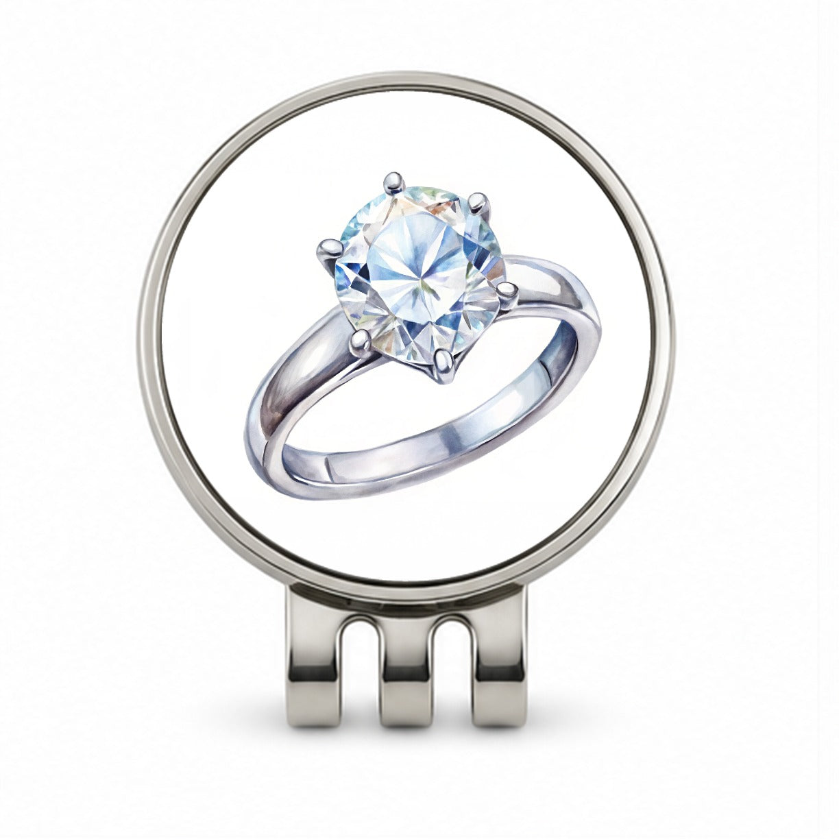 Diamond Ring Engagement Engaged Wedding Proposal Golf Hat Clip with Ball Marker
