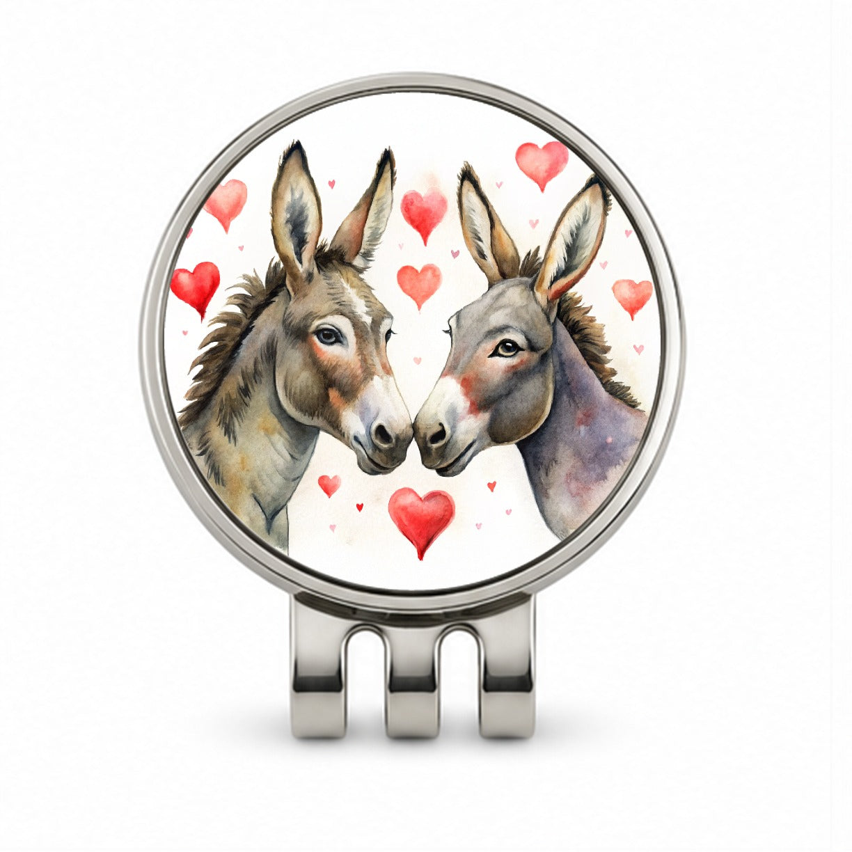 Donkeys In Love With Hearts Valentine's Day Golf Hat Clip with Ball Marker