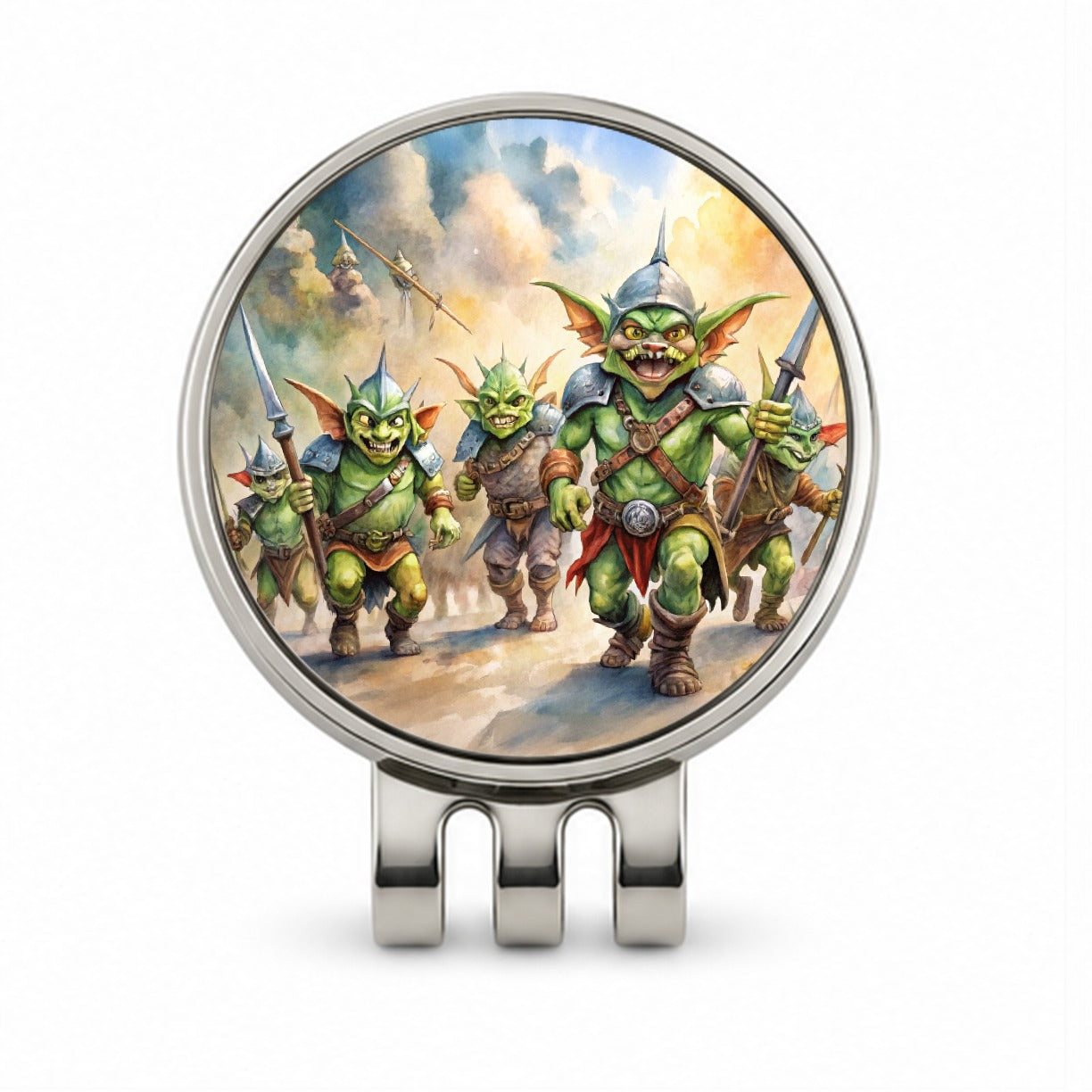 Fantasy Goblins Monsters Going To War Watercolor Golf Hat Clip with Ball Marker