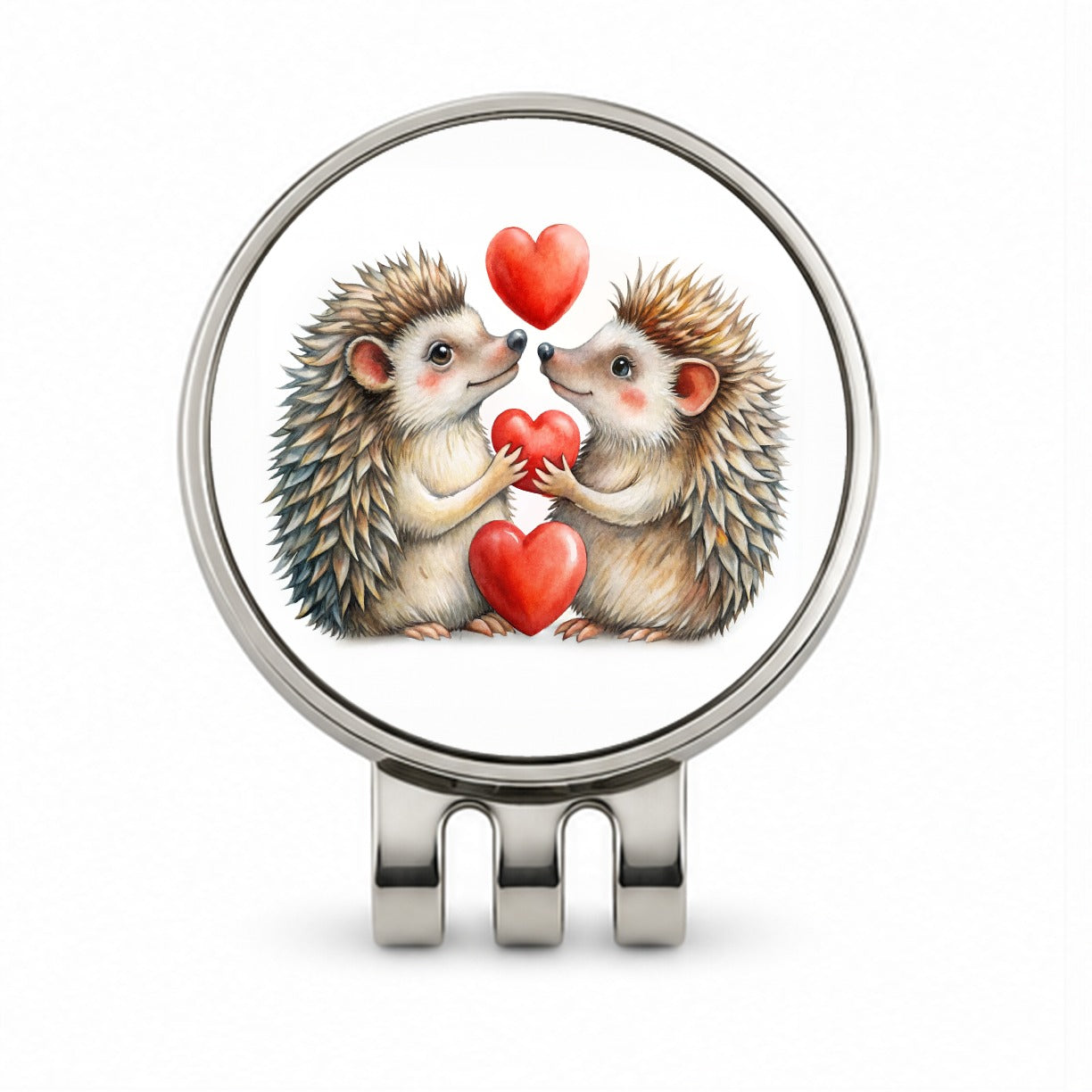 Hedgehogs In Love With Hearts Valentine's Day Golf Hat Clip with Ball Marker
