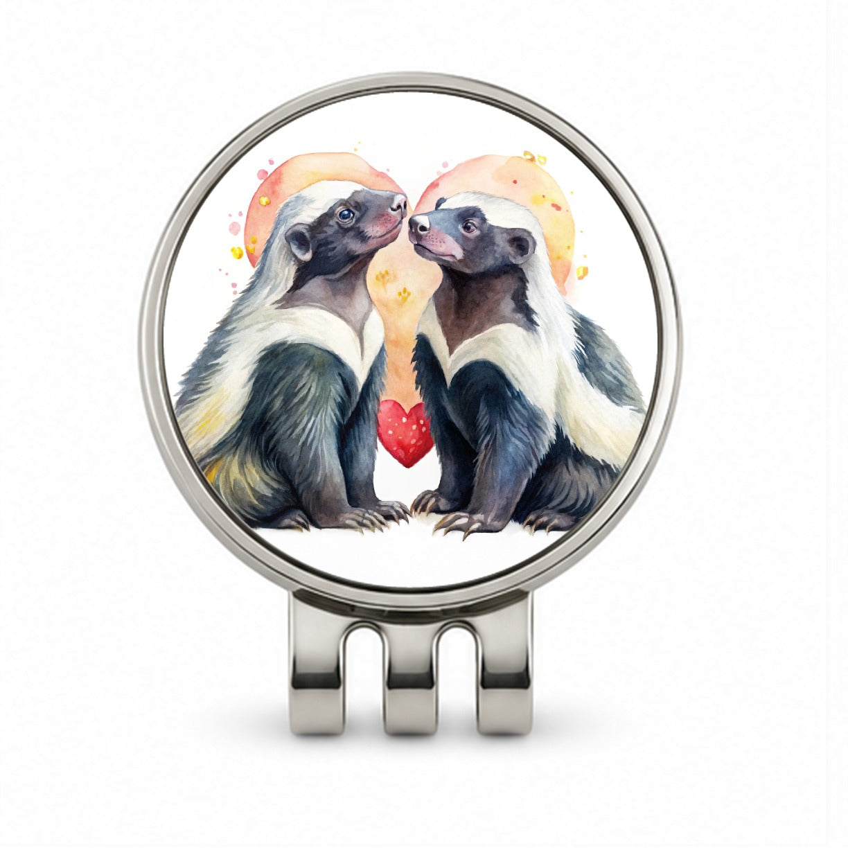 Honey Badgers In Love Heart Valentine's Day Golf Hat Clip with Ball Marker