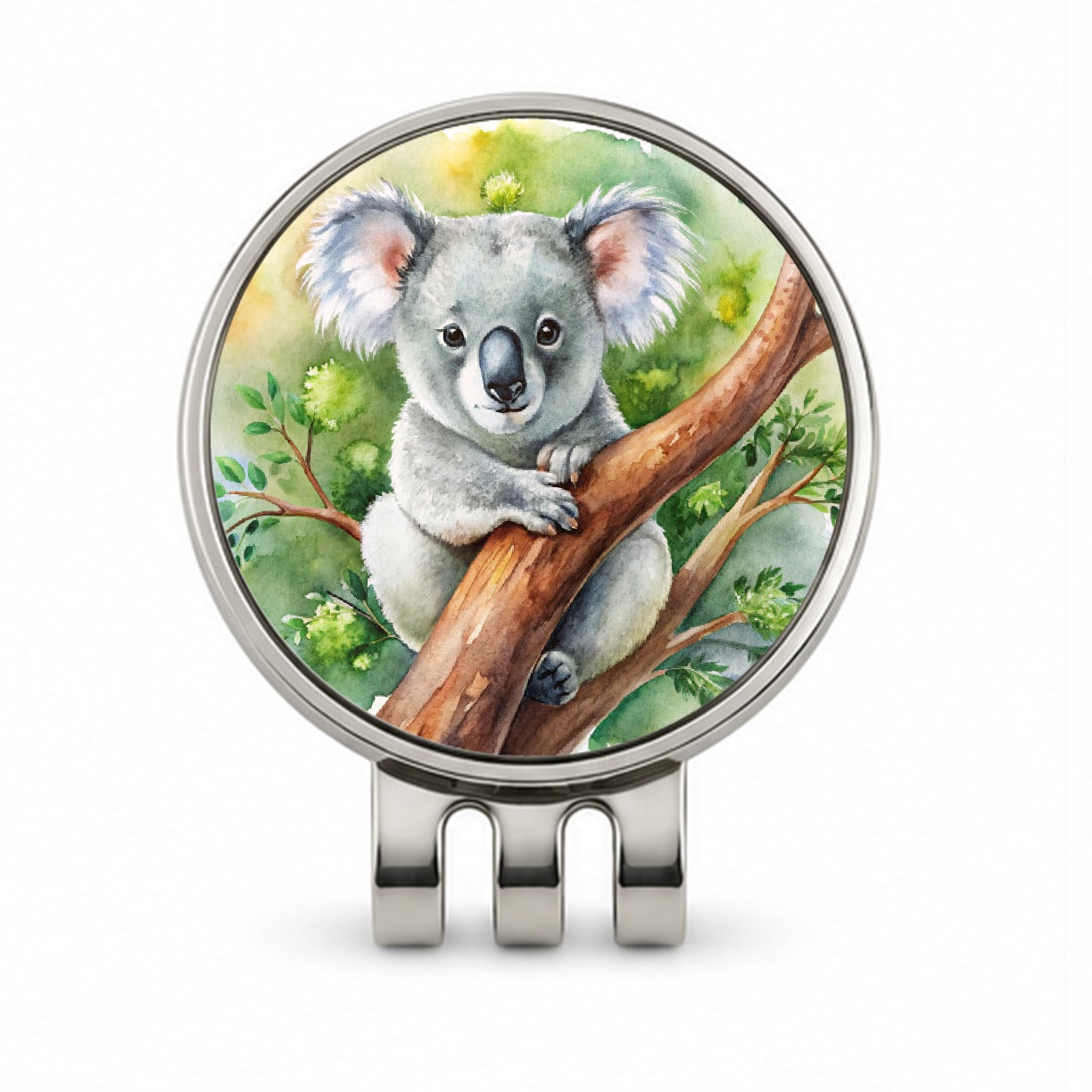 Koala In A Tree Watercolor Golf Hat Clip with Ball Marker